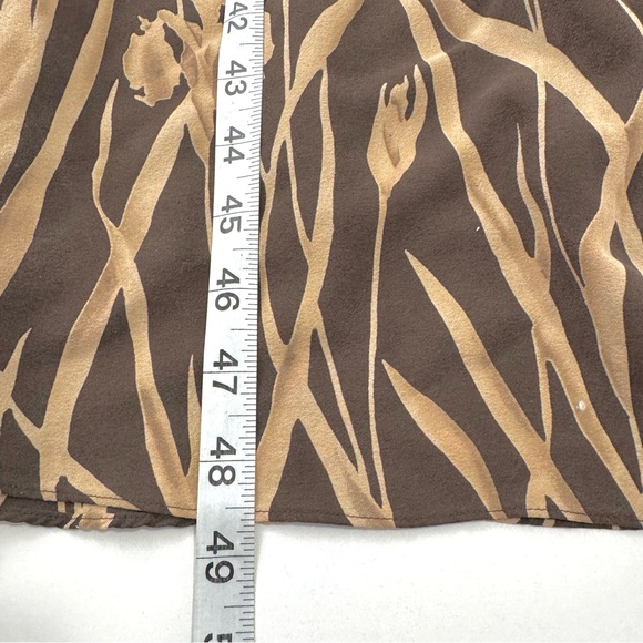 The J. Peterman Co. Vintage 100% Silk Slip Midi Dress Brown Irises Floral Print - Picture 7 of 8